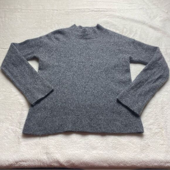 Harper Lane Gray Heather 100% Cashmere Mock Neck Long Sleeve Sweater Size Medium - Picture 1 of 9